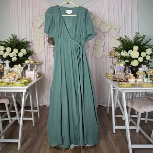 LUXE by Seraphine Maternity Nursing Dress Size 6 Green Gauze over Jersey